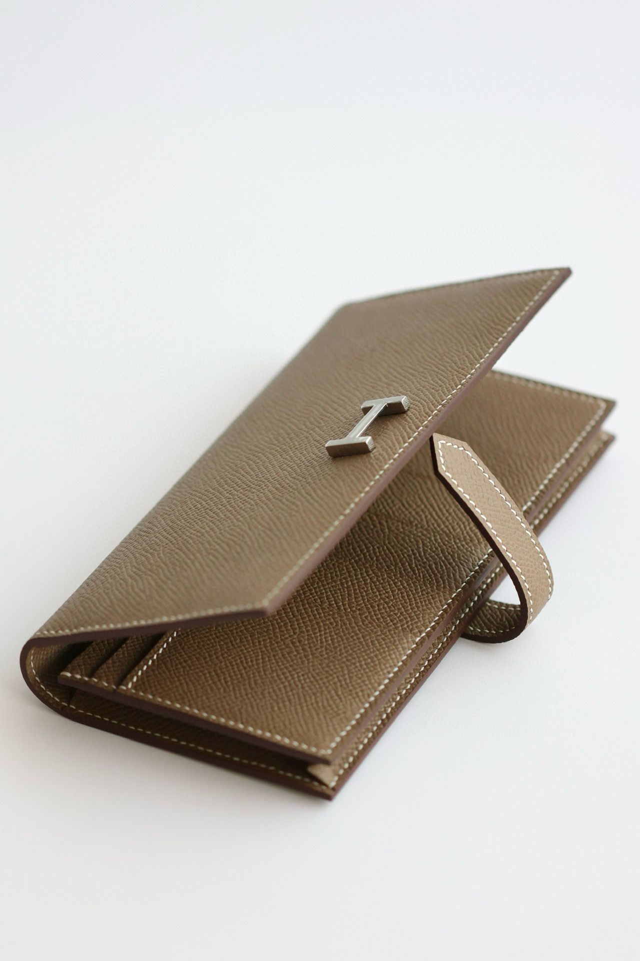 Hermes Bearn Long Handmade Wallet in Taupe Epsom Calfskin - Image 5