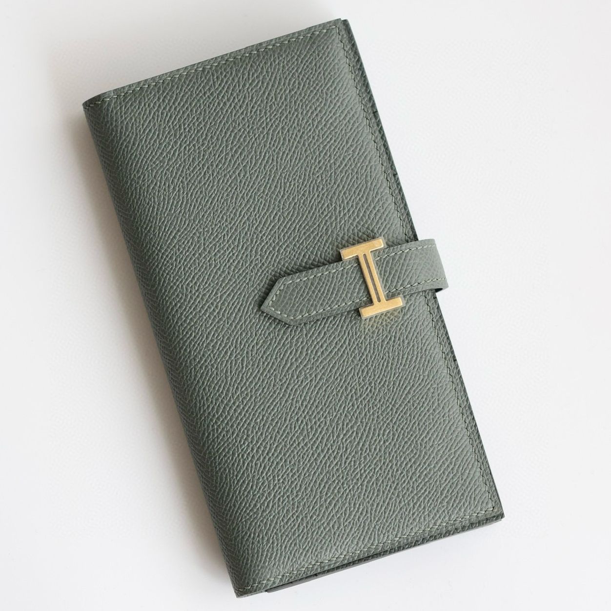 Hermes Bearn Long Handmade Wallet in Vert Amande Epsom Calfskin