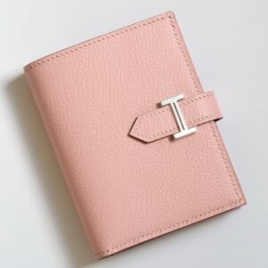 Hermes Bearn Compact Handmade Wallet in Rose Sakura Chevre Mysore Goatskin