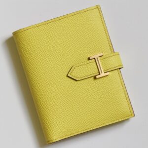Hermes Bearn Compact Verso Handmade Wallet in Lime Epsom Calfskin