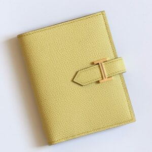 Hermes Bearn Compact Handmade Wallet in Jaune Poussin Epsom Calfskin
