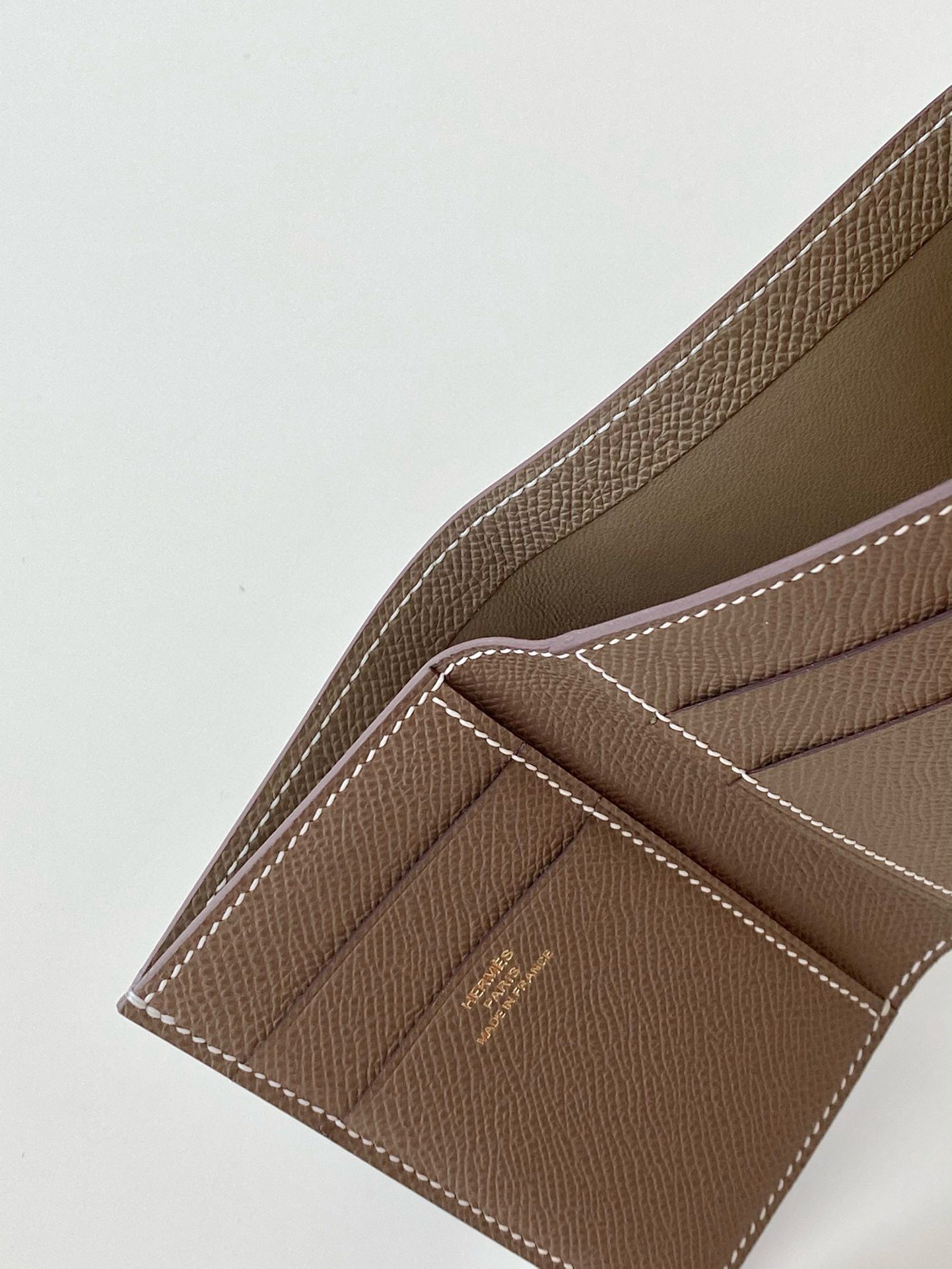 Hermes Bearn Tri-fold Handmade Wallet in Taupe Epsom Leather - Image 9
