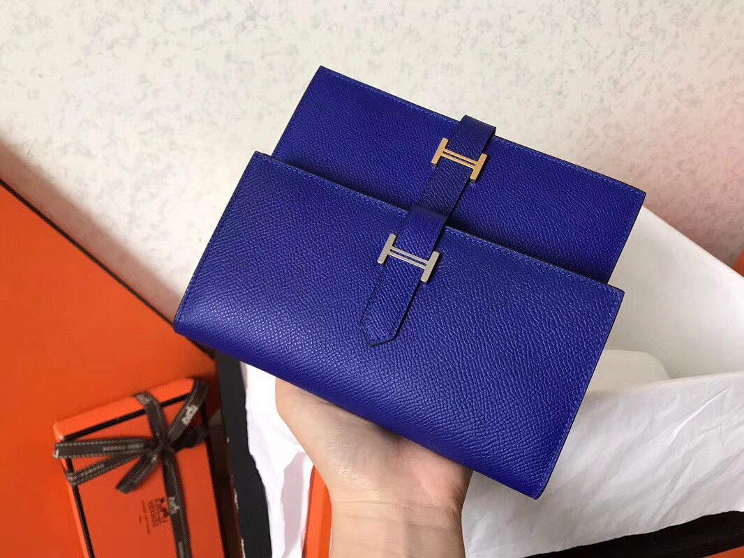 Hermes Blue Electric Epsom Bearn Gusset Wallet - Image 4