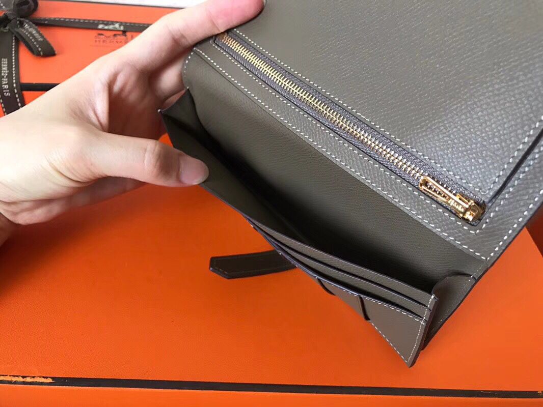 Hermes Taupe Epsom Bearn Gusset Wallet - Image 6