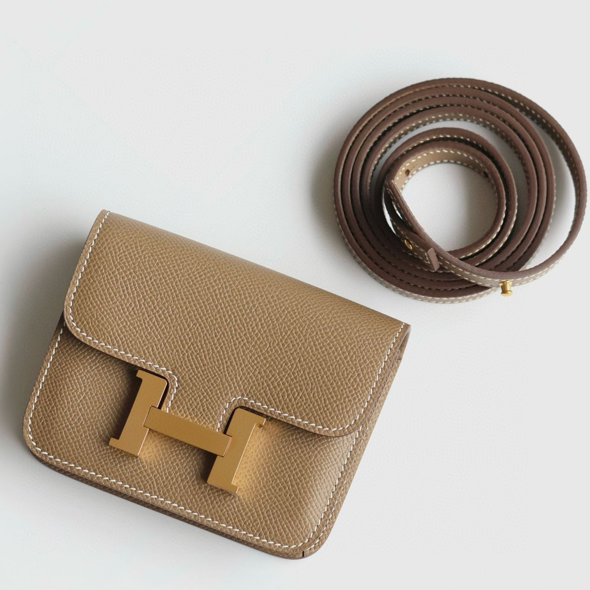 Hermes Constance Slim Wallet in Taupe Epsom Calfskin