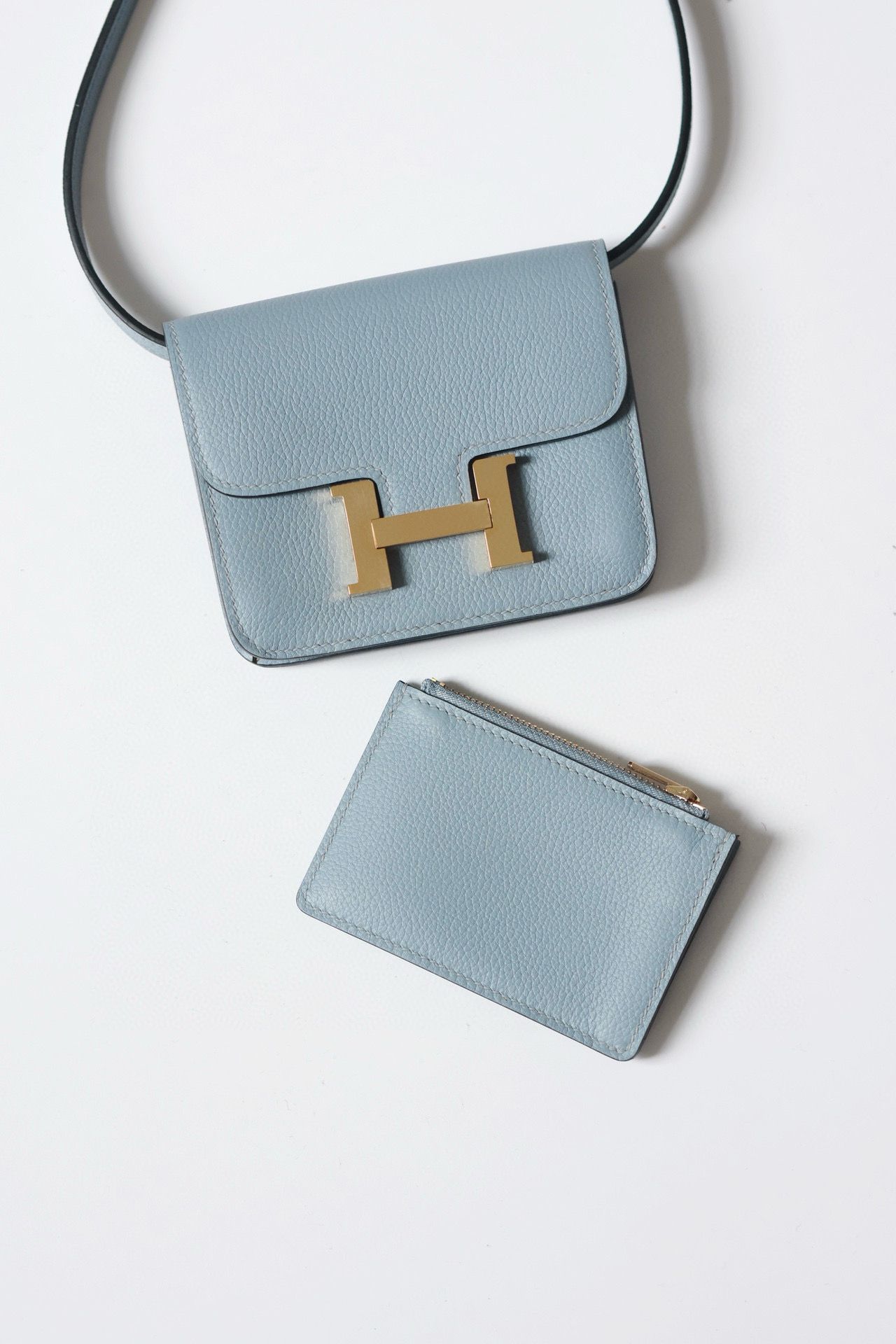 Hermes Constance Slim Wallet in Blue Lin Evercolor Calfskin - Image 3