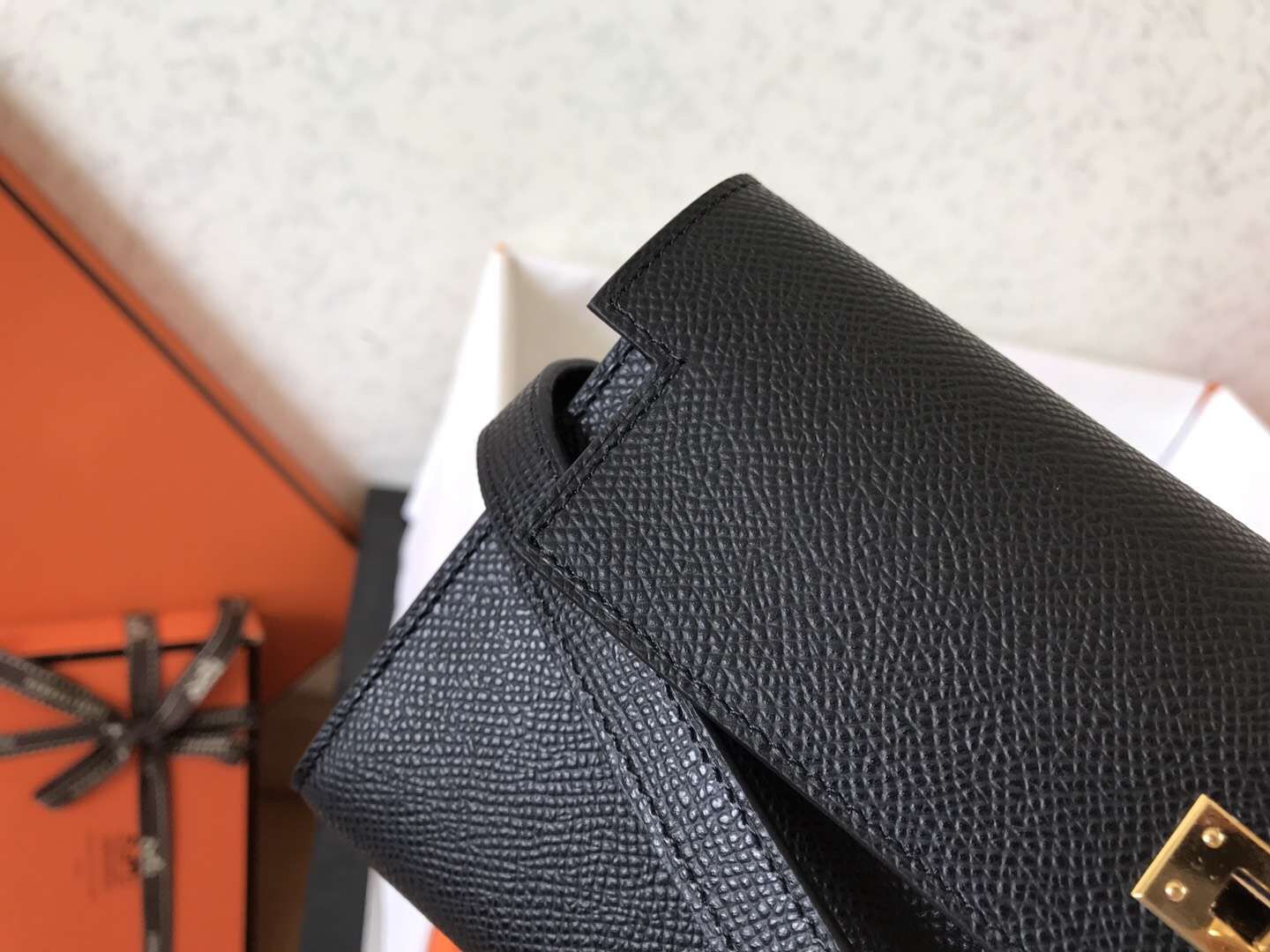 Hermes Kelly Classic Long Wallet In Black Epsom Leather - Image 8