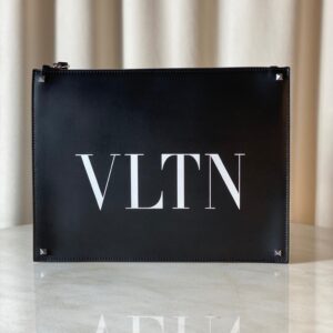 Valentino Black VLTN Studded Zip Pouch