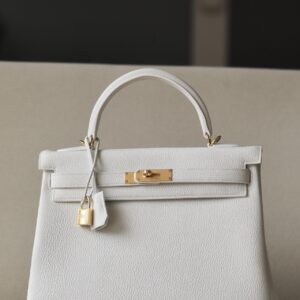 Kelly 32 Togo Blanc (01) Gold Hardware